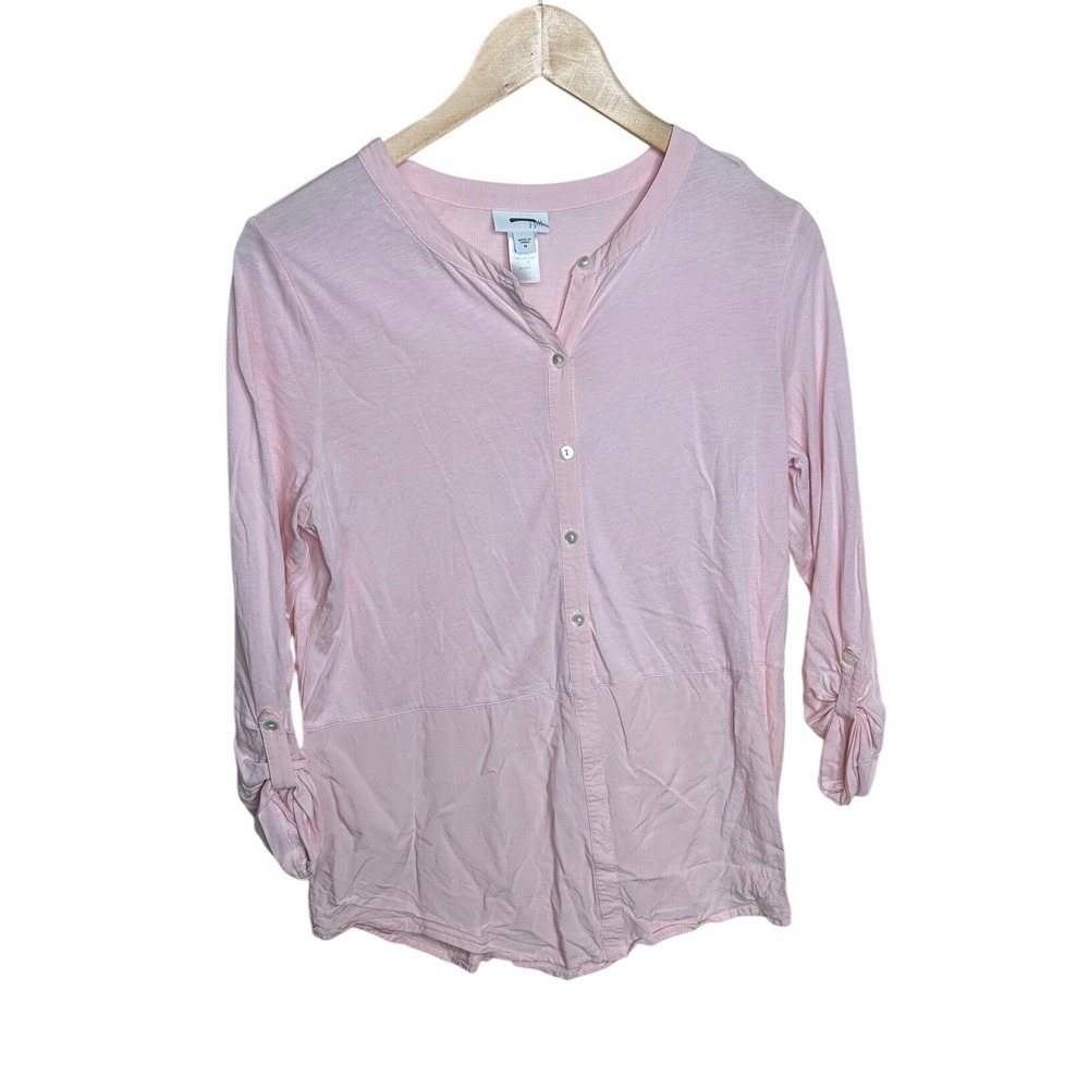 J. Jill Women's Utility Roll Tab Sleeve Shirt size Medium Light Pink